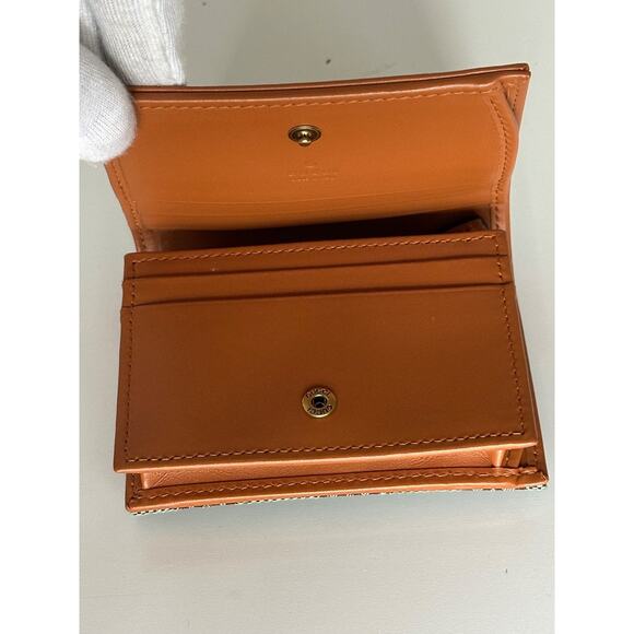 Gucci GG Leather/Canvas Compact Bifold Card Wallet Azure/Brown Italy 783118 NIB - Picture 13 of 15